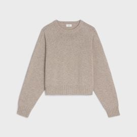 CREW NECK SWEATER IN SEAMLESS CASHMERE - SAND CELINE at Celine